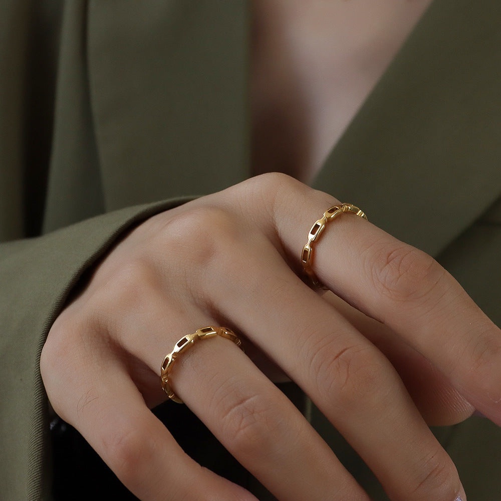 18K Gold Plated Dainty Minimalist Ring*Stackable Band Ring*Waterproof*MLR028
